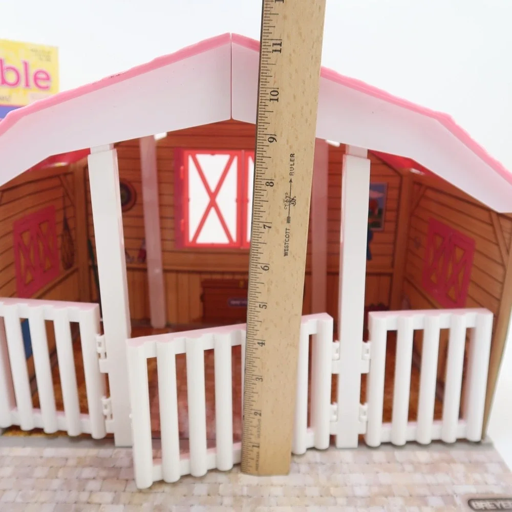 Breyer 3 Horse Stable 688 not complete Playset Toy Pink Roof Store away